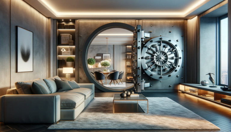 A modern home interior with a view of the vault room.