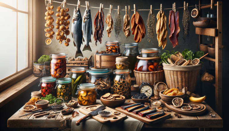 Traditional methods like canning, drying, and smoking that do not rely on electricity.