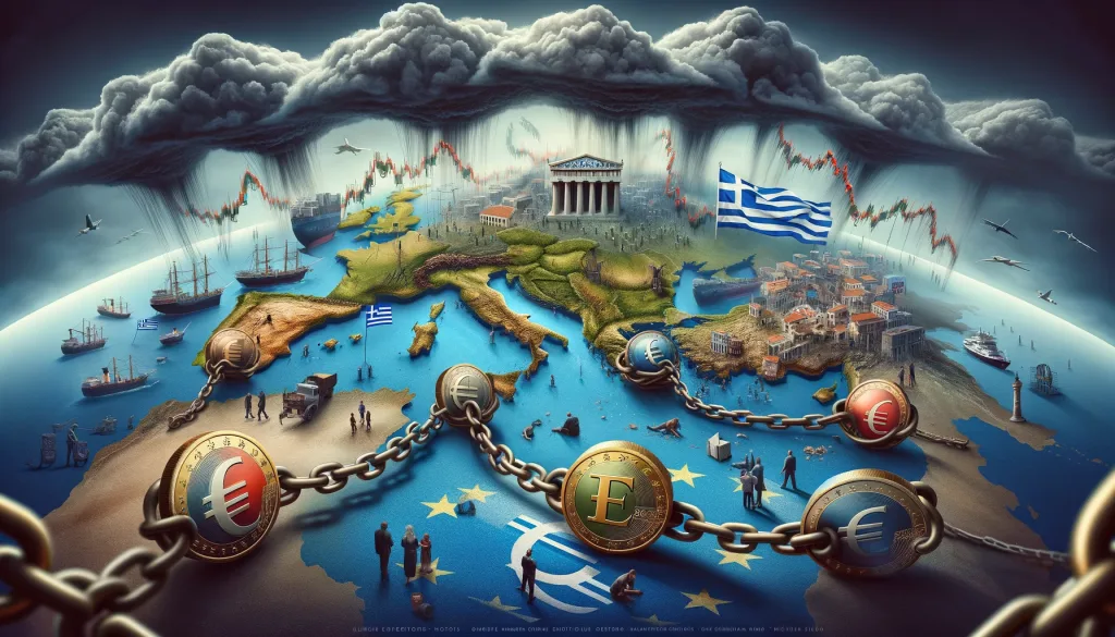 Pressures of the Eurozone's financial policies on Greece.